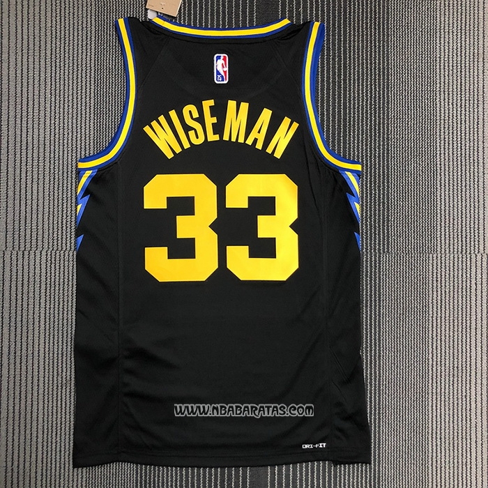 Camiseta Golden State Warriors James Wiseman #33 Ciudad 2021-22 Negro